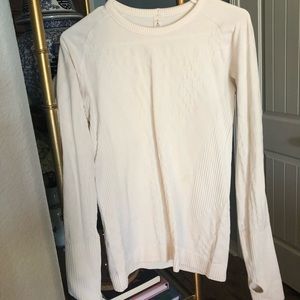 Lululemon White Sweater Texture Top Size 8